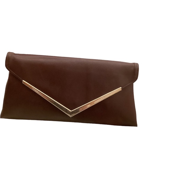 Vintage Brown Envelope Bag in Brown . 12 X 6 , has 3 compartments inside - Picture 1 of 4